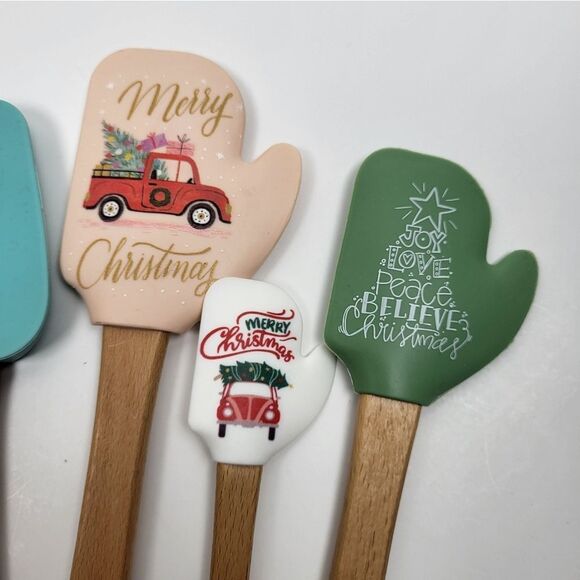 Holiday Silicone "Glove" CWC Spatula Set (5) - Turquoise, Green, Peach, White - Picture 4 of 8